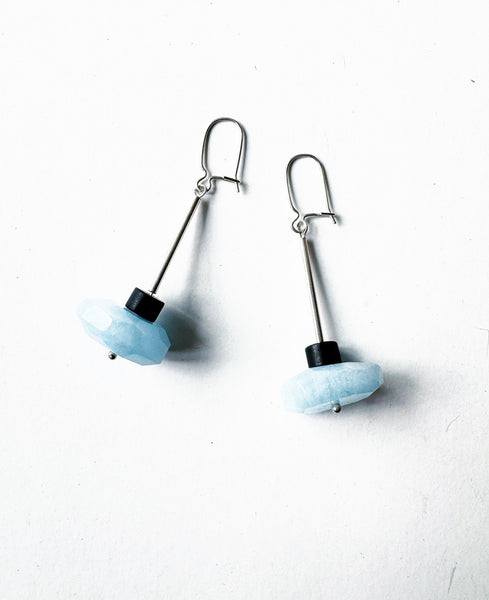 . NESHKA artwork 'AQUAMARINE AND ONYX EARRINGS' at Canada House Gallery