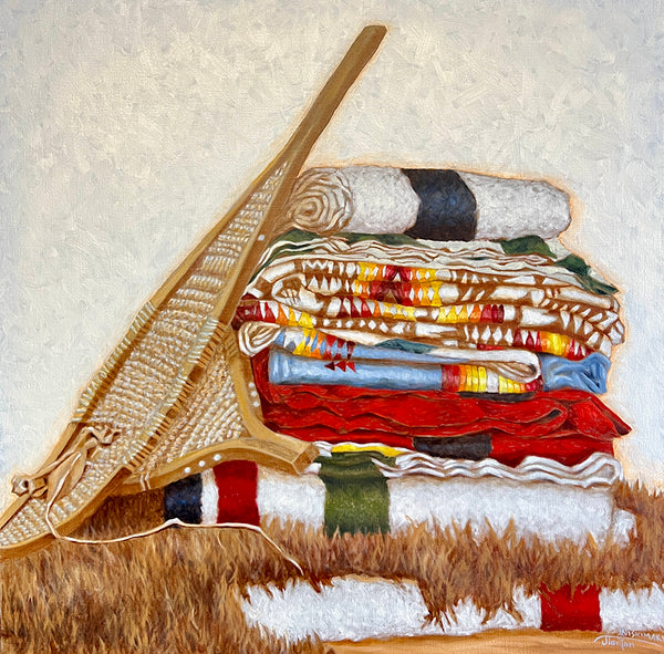 Janice Iniskim-Aki Tanton artwork 'HERITAGE GIFTS' at Canada House Gallery
