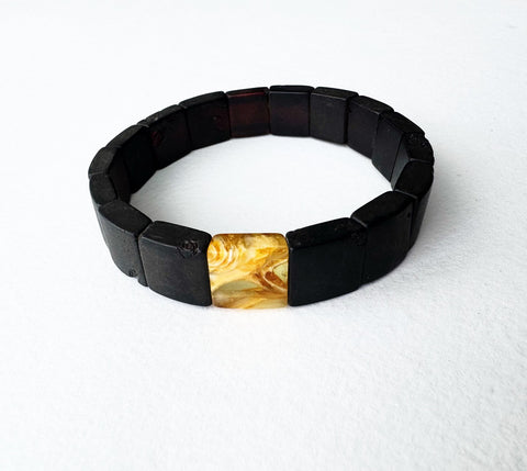 BLACK AMBER SQUARES BRACELET