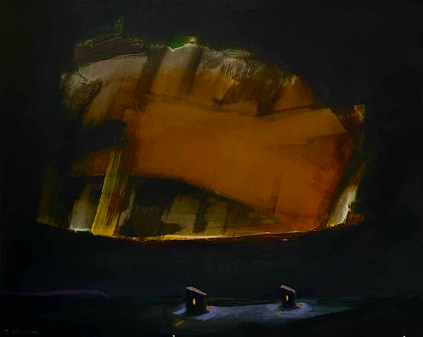 Travis Shilling artwork 'NORTHERN LIGHTS OVER THE ICE HUTS' at Canada House Gallery