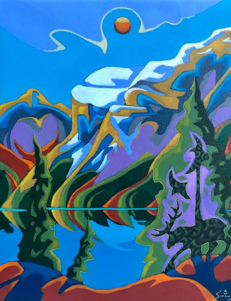 K Neil Swanson artwork 'MINNIWANKA VOICES' at Canada House Gallery