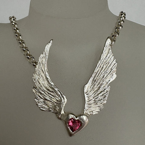PINK TOURMALINE FLYING HEART