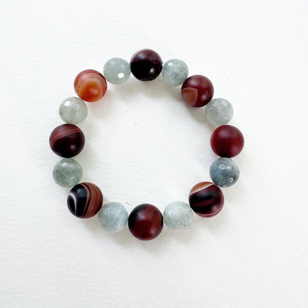 . NESHKA artwork 'AQUAMARINE AND LACE AGATE BRACELET' at Canada House Gallery