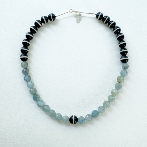 . NESHKA artwork 'AQUAMARINE AND STRIPED AGATE NECKLACE' at Canada House Gallery