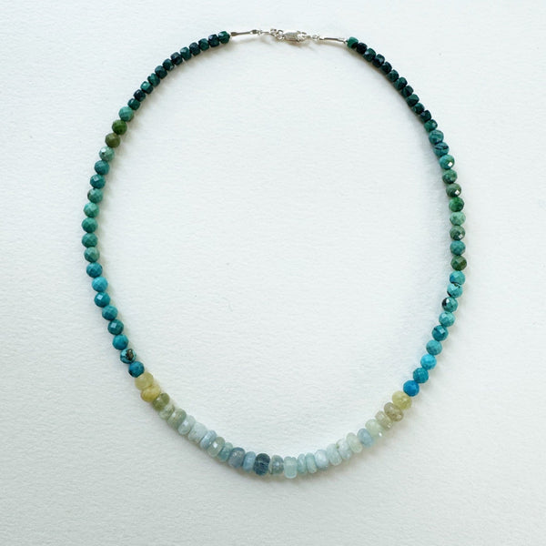 . NESHKA artwork 'FACETED AQUAMARINE, TURQUOISE AND EMERALD NECKLACE' at Canada House Gallery