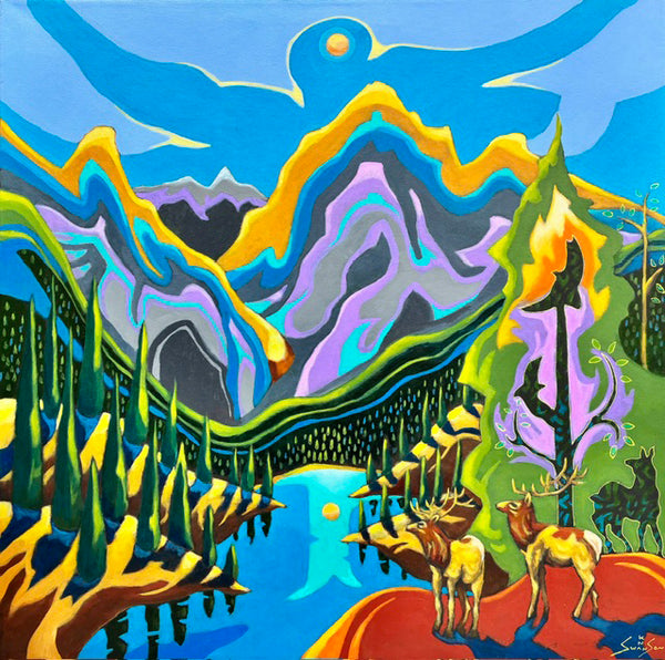 K Neil Swanson artwork 'AMONG THE MOUNTAIN SPIRITS' at Canada House Gallery
