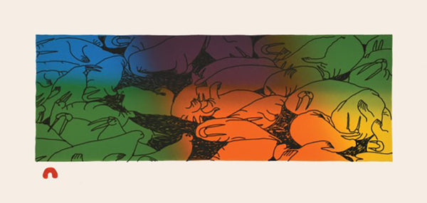 Ningiukulu Teevee artwork 'AIVIIT TININIRMI (WALRUSES ON THE BEACH)' at Canada House Gallery
