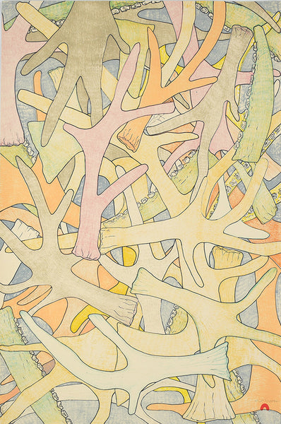 Padloo Samayualie artwork 'ANTLERS & BONES 13/50' available at Canada House Gallery - Banff, Alberta
