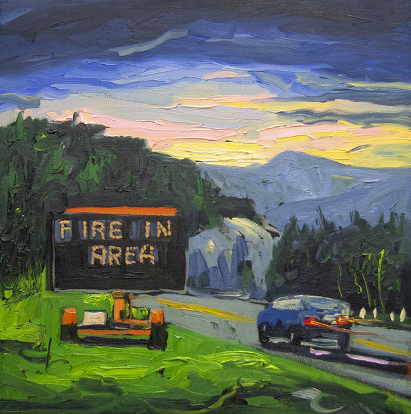 Michael Cameron artwork 'FIRE IN AREA - DO NOT REPORT' available at Canada House Gallery - Banff, Alberta