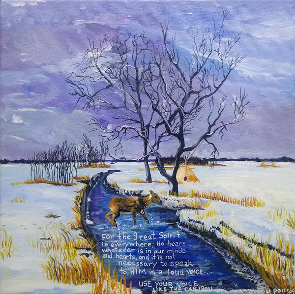 Jane Ash Poitras artwork 'CARIBOU STREAM' at Canada House Gallery