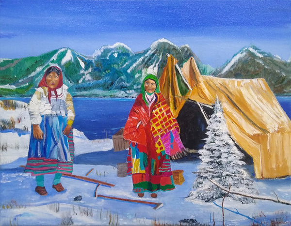 Jane Ash Poitras artwork 'N.W.C. GRANNY LOGGERS' at Canada House Gallery