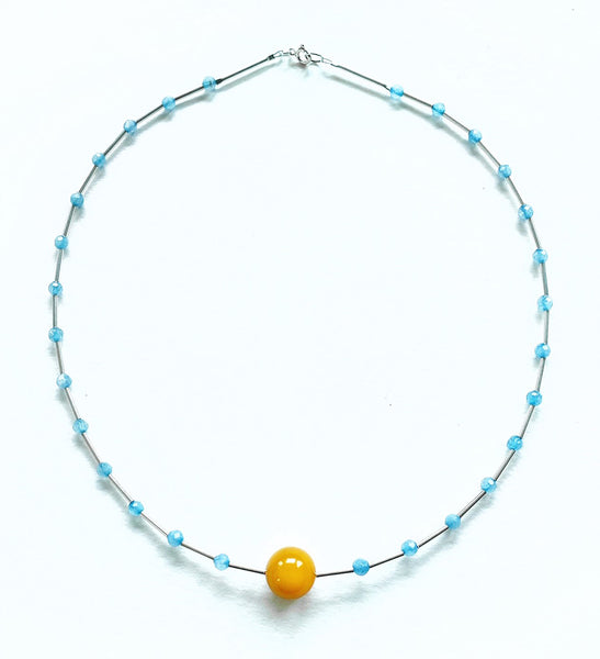 . NESHKA artwork 'AQUAMARINE AND AMBER NECKLACE' at Canada House Gallery