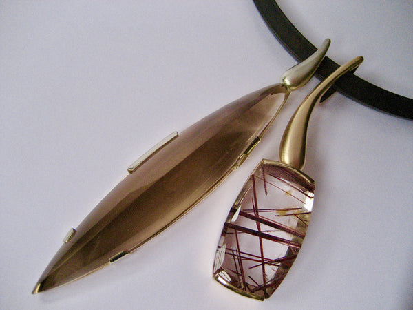 Susan Kun artwork 'SMOKY QUARTZ & COPPER NEEDLE QUARTZ NECKLACE' at Canada House Gallery