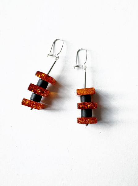 . NESHKA artwork 'AMBER AND ONYX EARRINGS' at Canada House Gallery