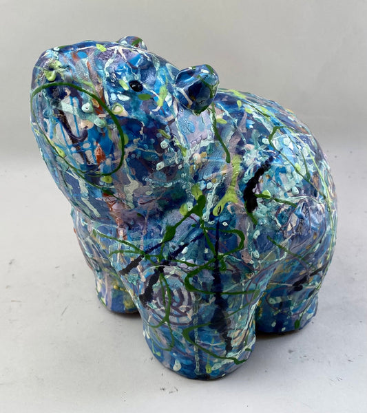 Elizabeth Harris artwork 'POLLOCK FAT BEAR (BLUE)' at Canada House Gallery