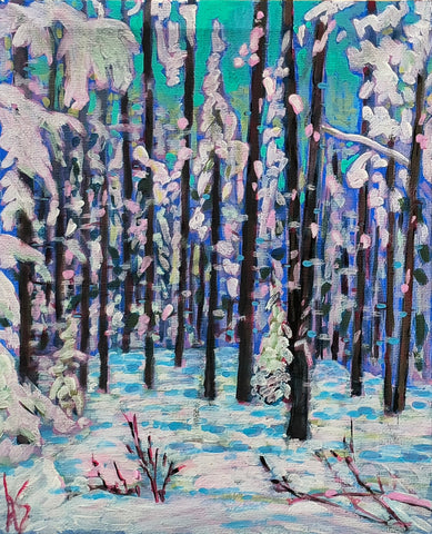 SNOW SHIMMERING IN THE TREES, GRASSI