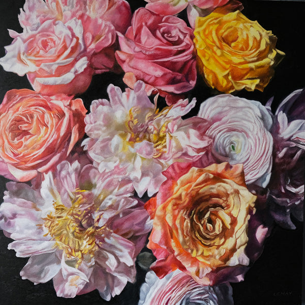 Robert Lemay artwork 'ROSES, PEONIES, RANUNCULUS' at Canada House Gallery