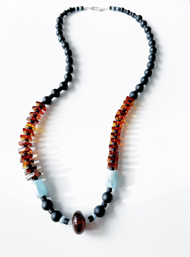 . NESHKA artwork 'AMBER, AQUAMARINE AND ONYX NECKLACE' at Canada House Gallery