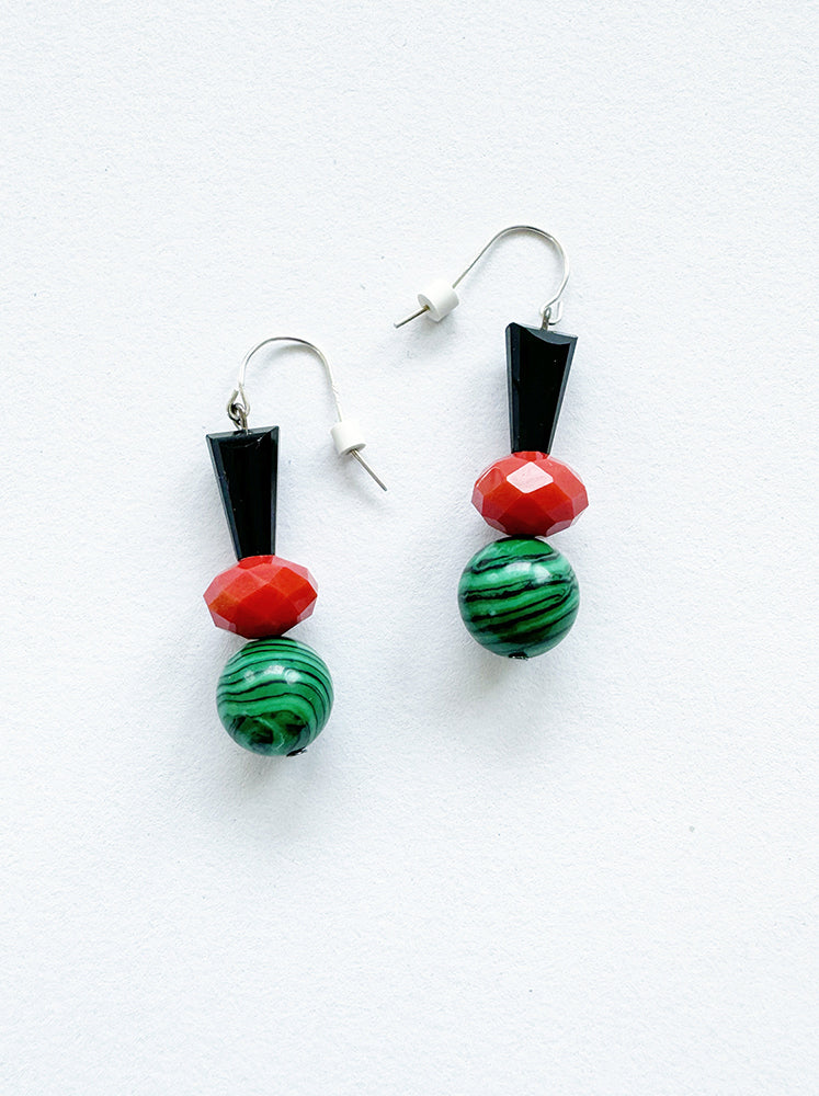 . NESHKA artwork 'MALACHITE, MURANO GLASS AND ONYX EARRINGS' at Canada House Gallery