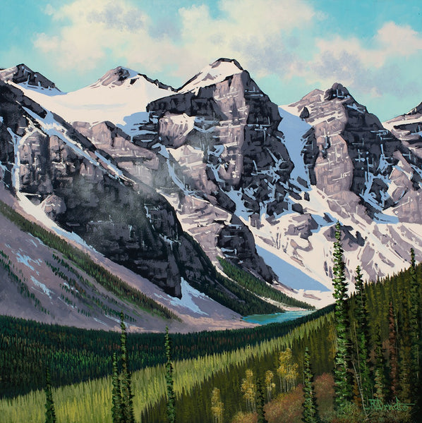 Roger D Arndt artwork 'MORAINE VALLEY PEAKS' at Canada House Gallery