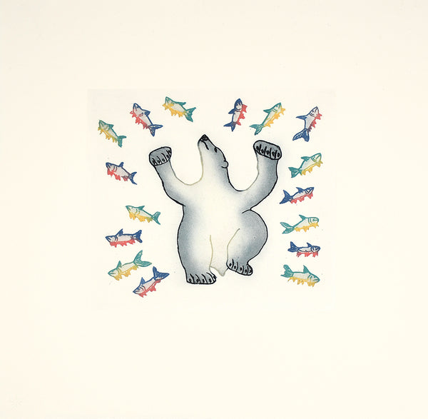 Cee Pootoogook artwork 'DANCING FOR FISH $500' at Canada House Gallery