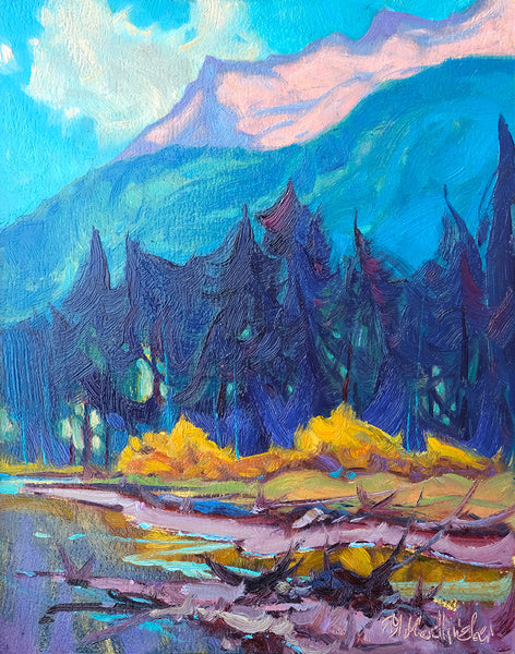 Dominik J Modlinski artwork 'ALONG KANANASKIS RIVER' at Canada House Gallery