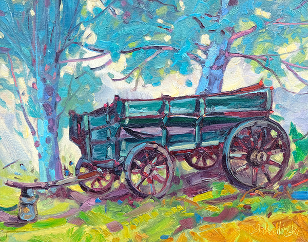 Dominik J Modlinski artwork 'OLD WAGON - ROSEBUD, AB' at Canada House Gallery