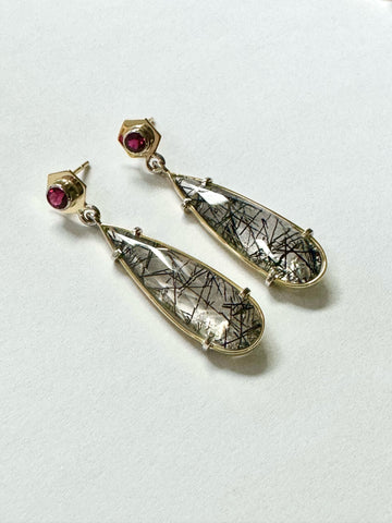 QUARTZ AND TOURMALINE EARRINGS