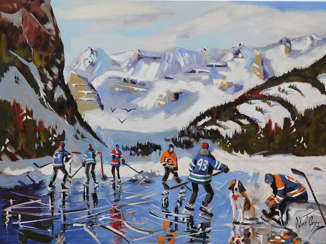 Robert Roy artwork 'RENCONTRE AMICALE AU LAC LOUISE' at Canada House Gallery