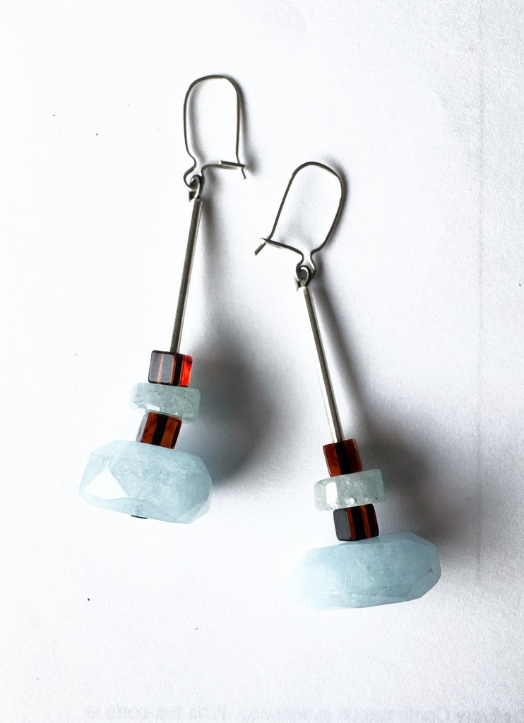 . NESHKA artwork 'AQUAMARINE AND AMBER EARRINGS' at Canada House Gallery