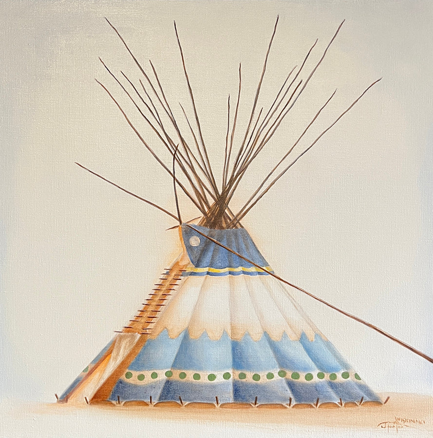 Janice Iniskim-Aki Tanton artwork 'BLUE SONG LODGE' at Canada House Gallery