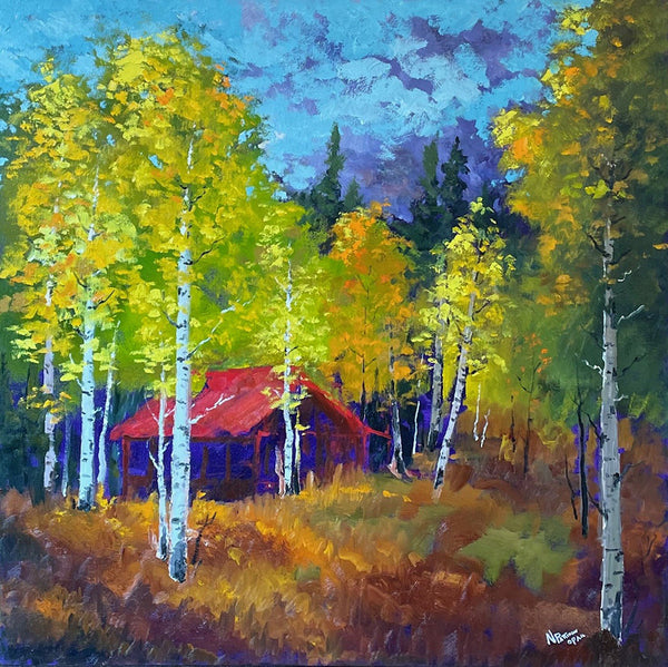 Neil Patterson artwork 'NESTLED IN THE ASPENS' at Canada House Gallery