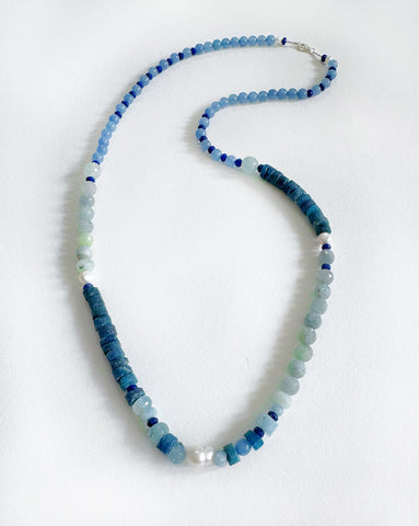 AQUAMARINE, TOURMALINE, LAPIS LAZULI & FRESH WATER PEARL