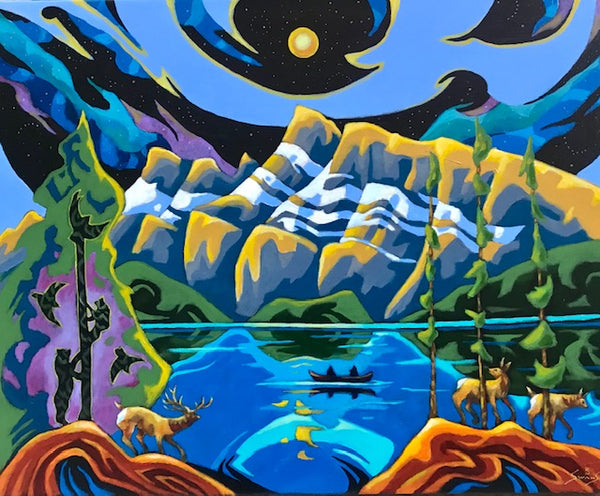 K Neil Swanson artwork 'THREE ELK, TWO JAKE LAKE' at Canada House Gallery