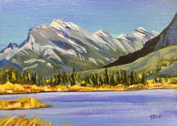 Yvonne Bush artwork 'RUNDLE COMFORT - VERMILLION LAKE' at Canada House Gallery
