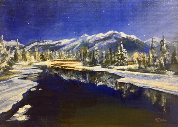 Yvonne Bush artwork 'DOWN TIME - BOW RIVER, BANFF' at Canada House Gallery