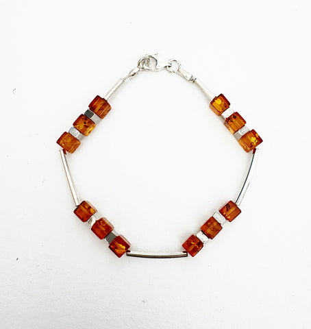 SILVER AND AMBER BRACELET