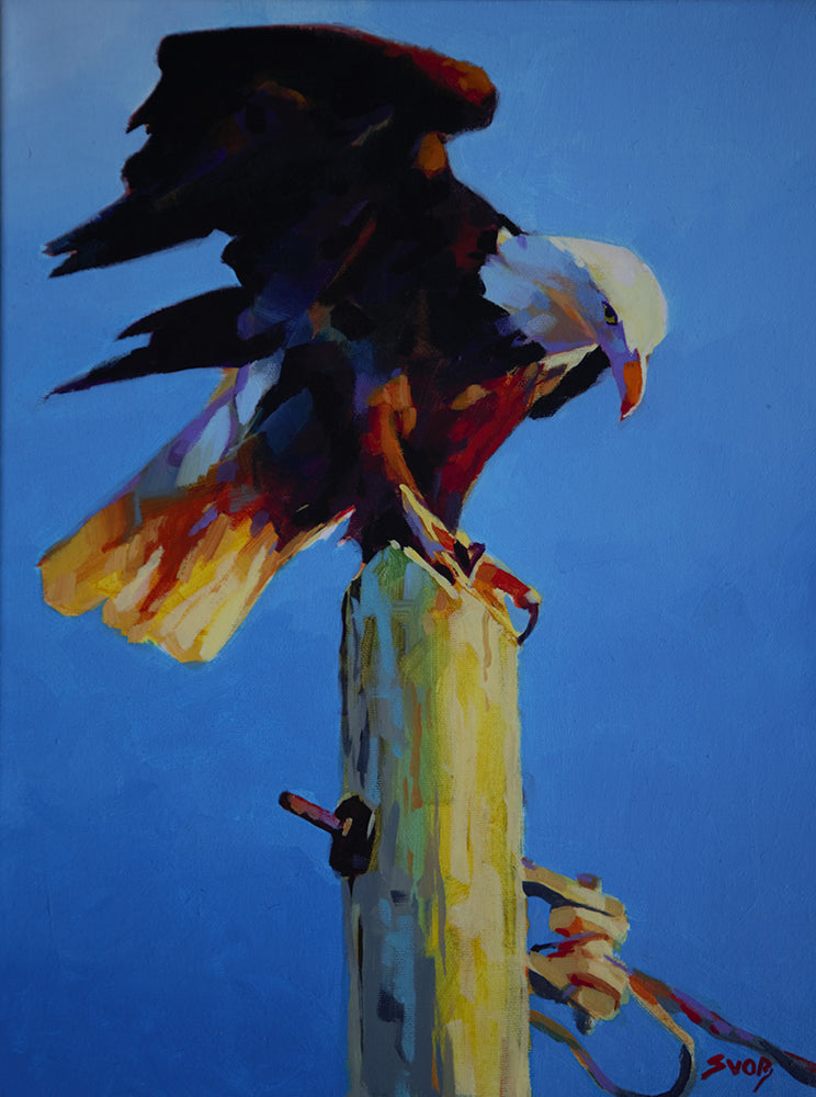 Mike Svob artwork 'THE EAGLE HAS LANDED' at Canada House Gallery