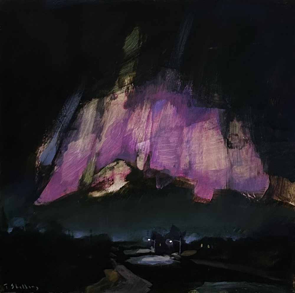 Travis Shilling artwork 'NORTHERN LIGHTS OVER RAMA' at Canada House Gallery