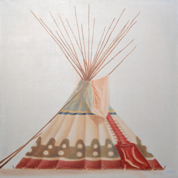 Janice Iniskim-Aki Tanton artwork 'LITTLE BROTHERS' LODGE' at Canada House Gallery