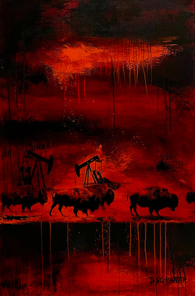 Dieter Schlatter artwork 'GREAT PLAINS SHOWDOWN' at Canada House Gallery