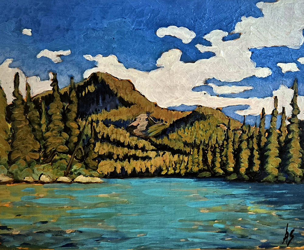 Aron Szabo artwork 'PADDLING ALONG THE BOW' at Canada House Gallery