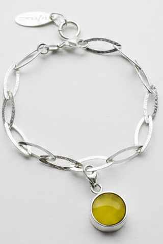 SILVER AND AMBER CHARM BRACELET