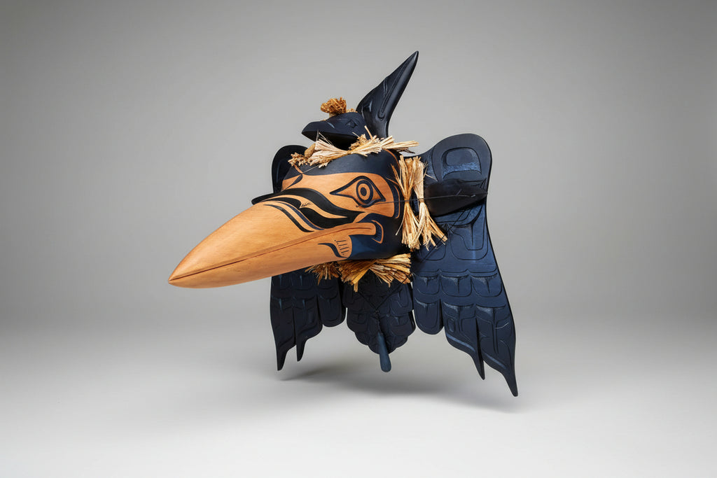 Simon Dick artwork 'THE RAVEN RELEASES THE SUN INTO THE SKY TRANSFORMATION MASK' at Canada House Gallery