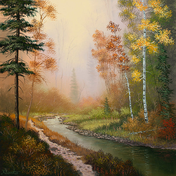 Roger D Arndt artwork 'MISTY AUTUMN STREAM' at Canada House Gallery