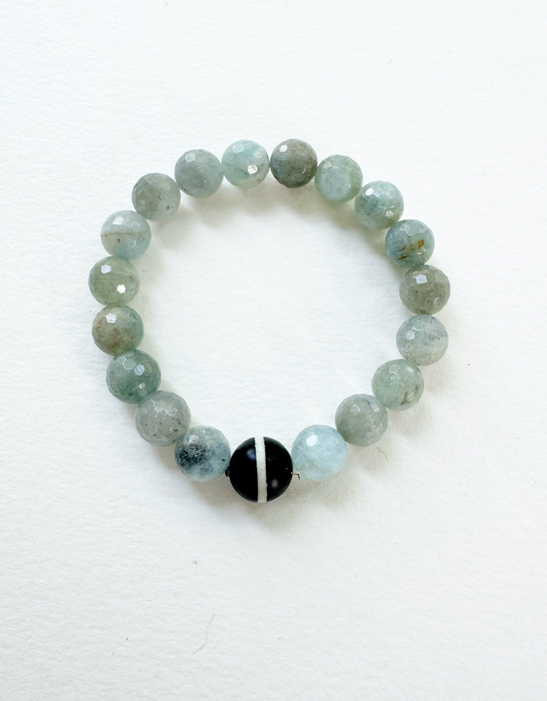 . NESHKA artwork 'AQUAMARINE, BLACK AND WHITE LACE STRIPED AGATE BRACELET' at Canada House Gallery