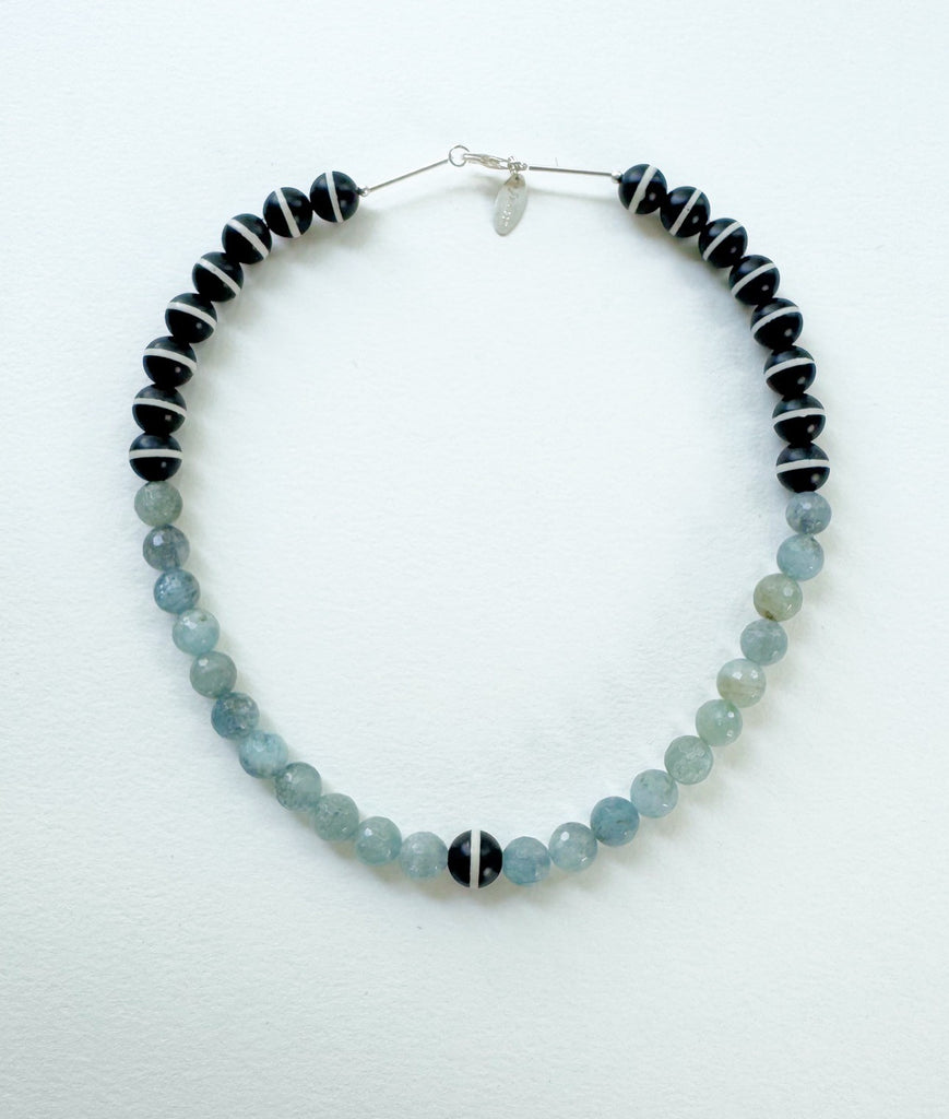 . NESHKA artwork 'AQUAMARINE AND STRIPED AGATE NECKLACE' at Canada House Gallery