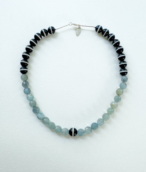 . NESHKA artwork 'AQUAMARINE AND STRIPED AGATE NECKLACE' at Canada House Gallery