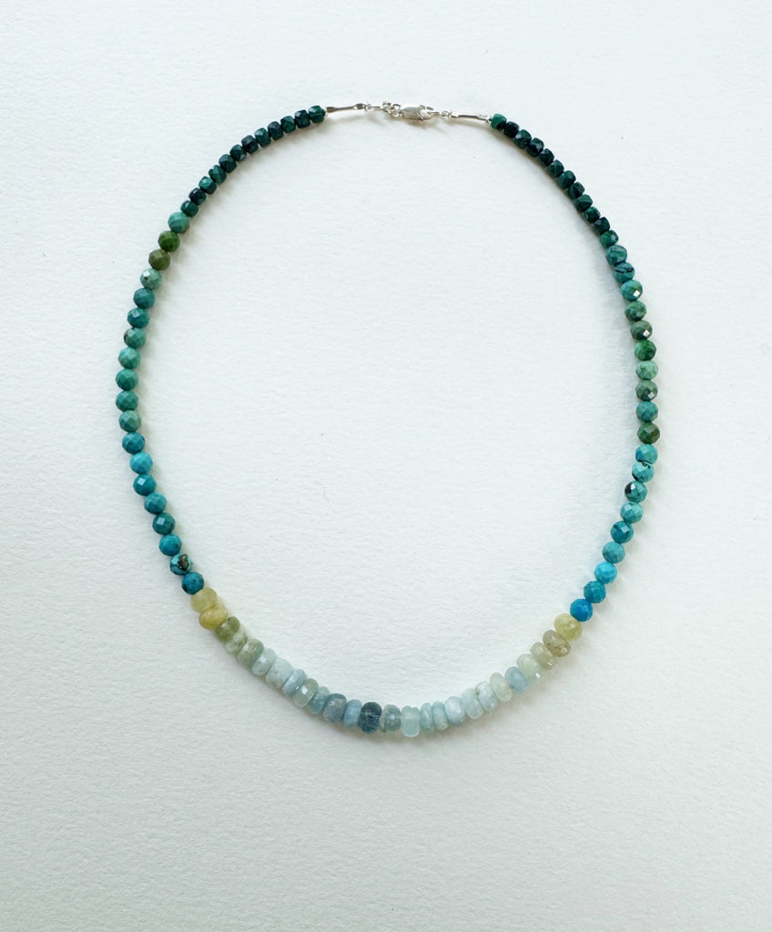 . NESHKA artwork 'FACETED AQUAMARINE, TURQUOISE AND EMERALD NECKLACE' at Canada House Gallery