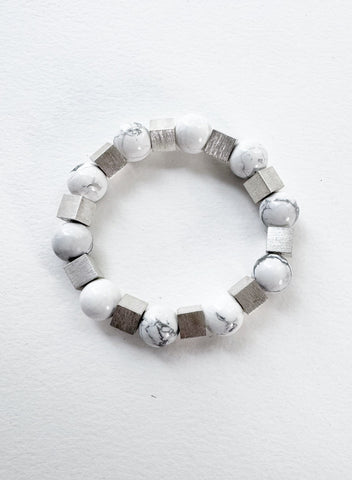 SILVER AND HOWLITE BRACELET